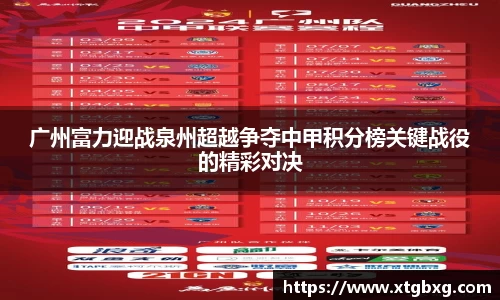 广州富力迎战泉州超越争夺中甲积分榜关键战役的精彩对决